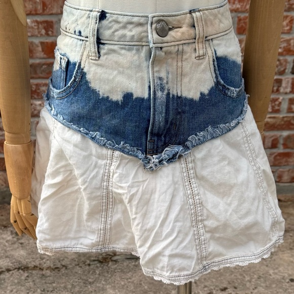 Free People vintage Y2K denim & lace mini skirt / 28 / Excellent condition - Picture 4 of 13